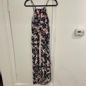 MISSGUIDED Floral Print Coverup Maxi Dress Black & White Split Sleeveless Size 4